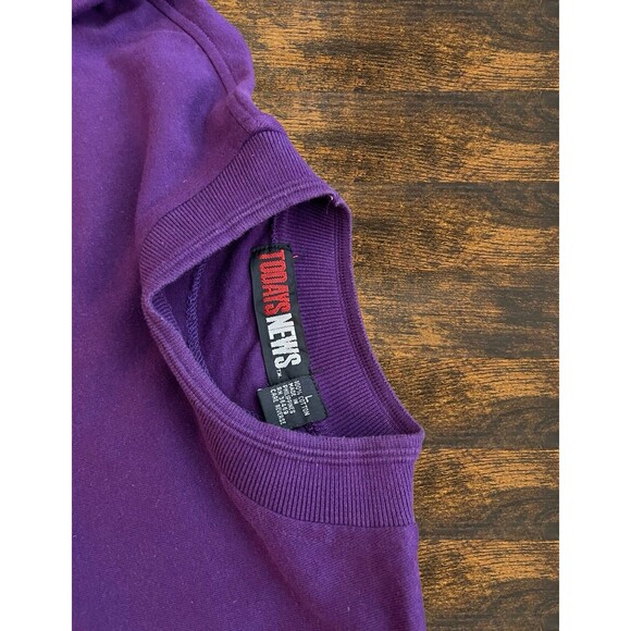 Vintage 90’s Today’s News Mens Sweatshirt Pullover Shirt Purple Solid Y2K Large - Picture 5 of 11
